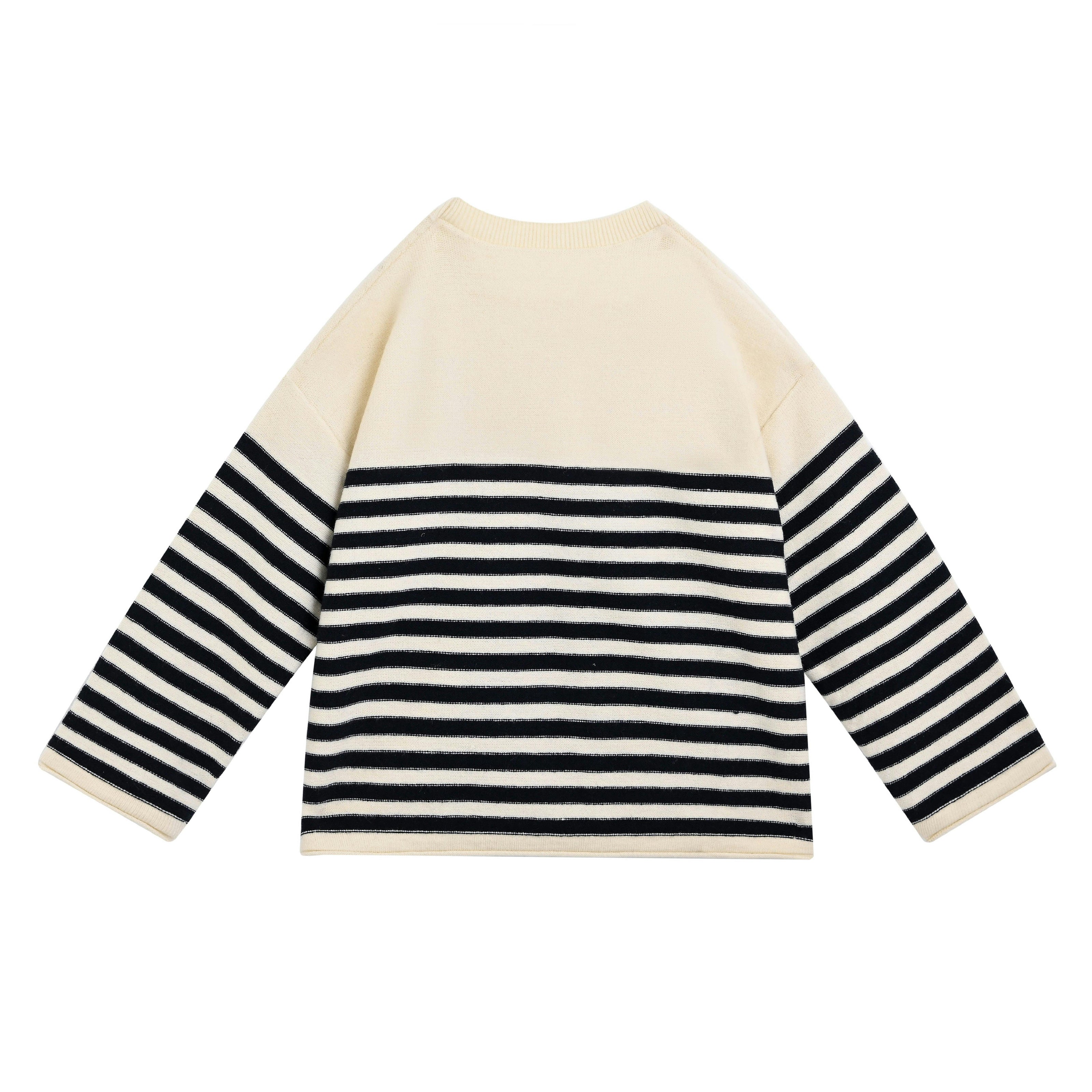 Cream Striped Character Sweater