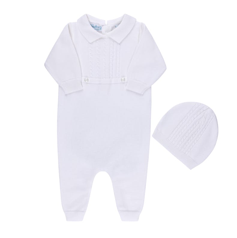 Cable Knit Longall with Hat Blue