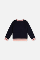 Knitted Cardigan Royal Blue And Pink