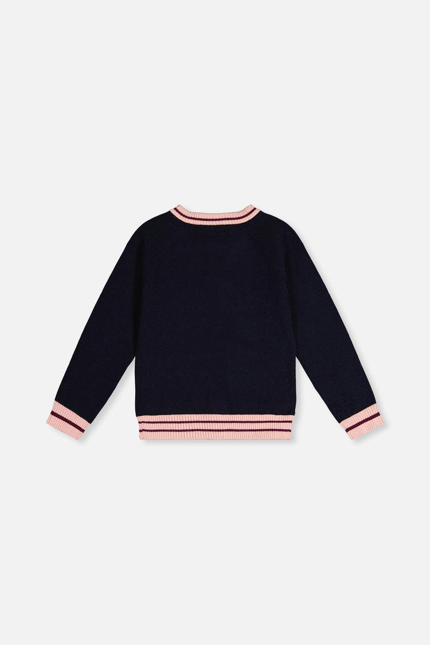 Knitted Cardigan Royal Blue And Pink