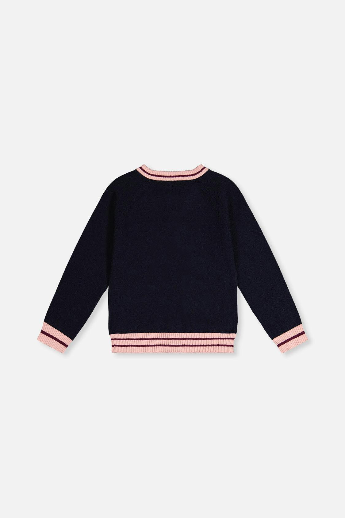 Knitted Cardigan Royal Blue And Pink