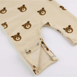 Teddy Face One Button Romper French Terry