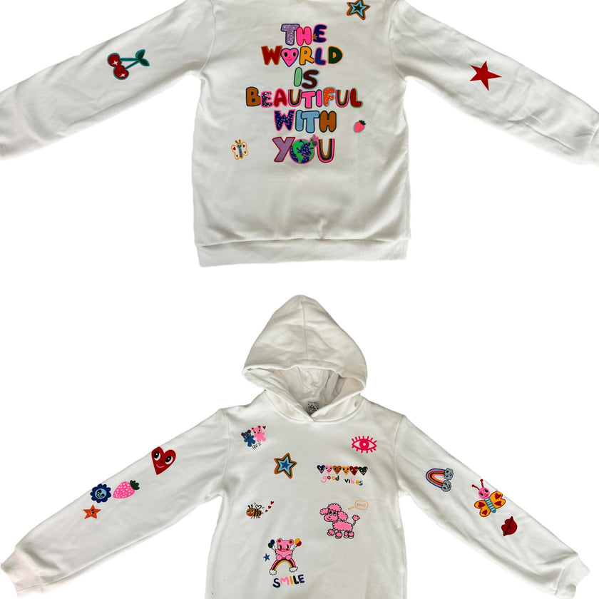 Graffiti Ice Cream Hoodie And Pant Set, White