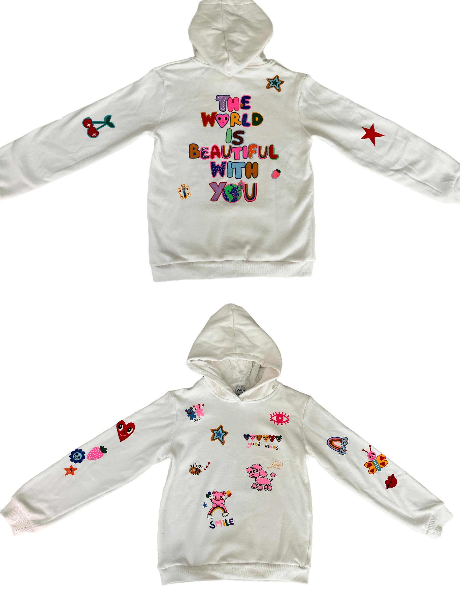 Graffiti Ice Cream Hoodie And Pant Set, White