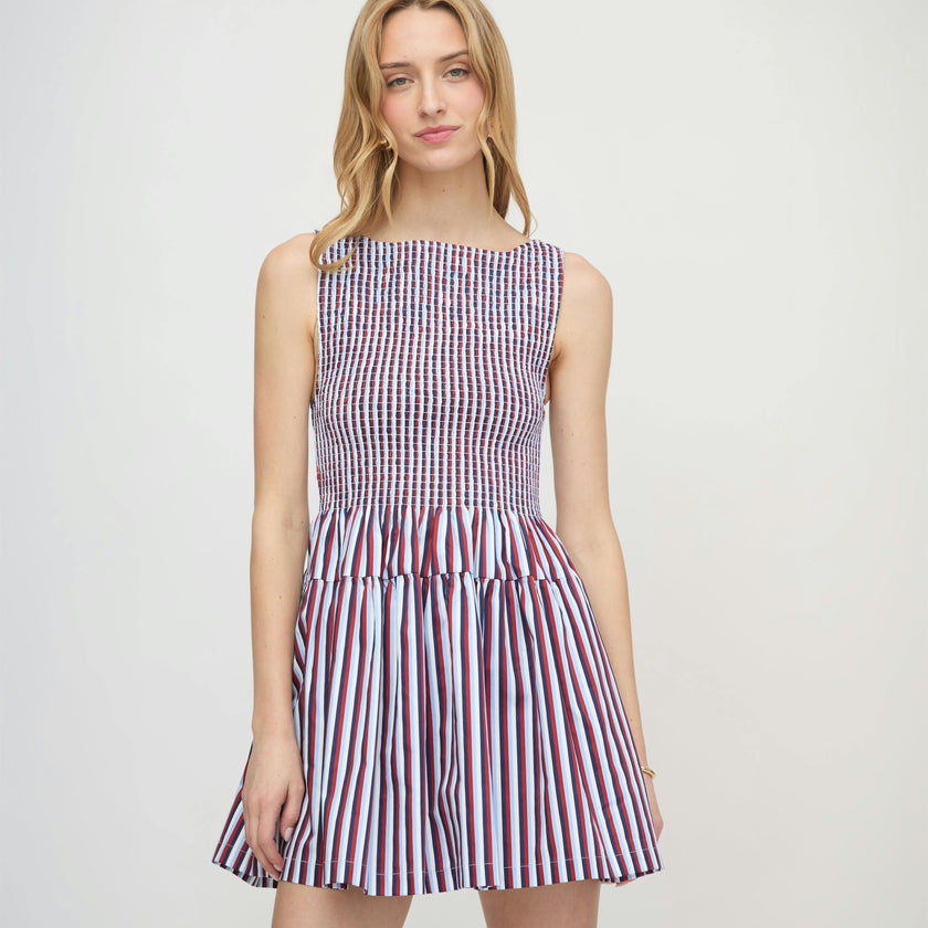 The Cosima Mini Nap Dress - Firecracker Stripe