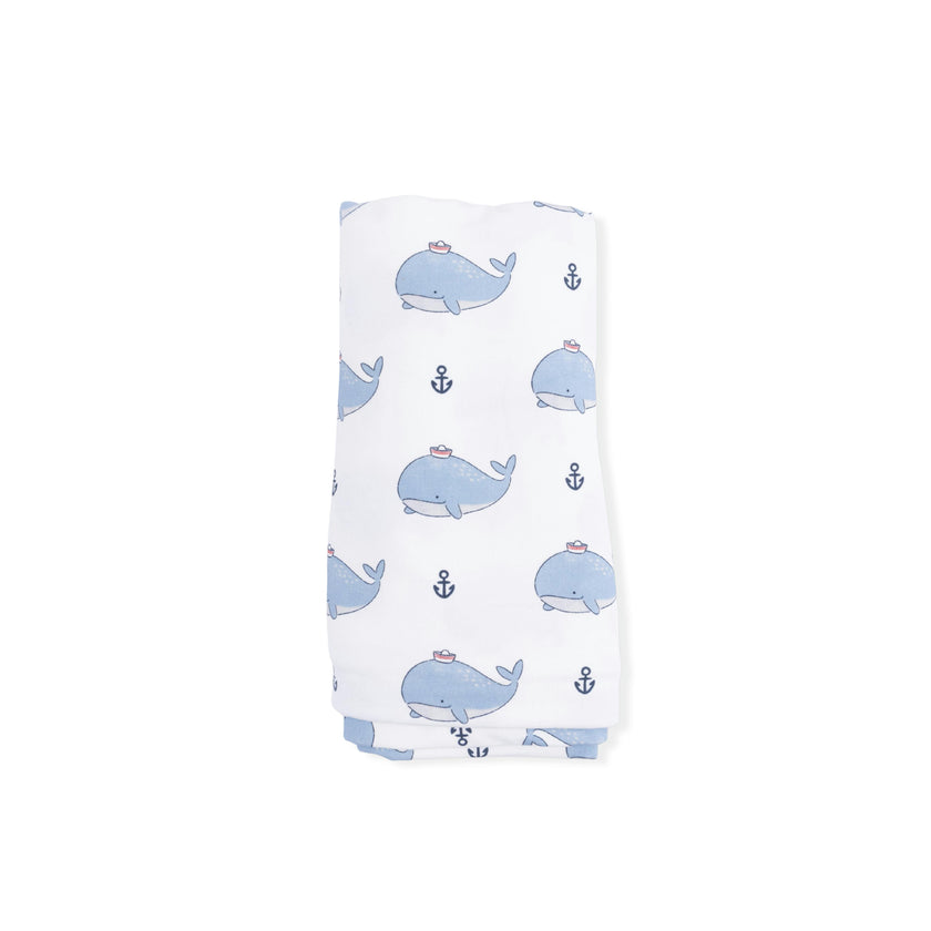 Bubbly Sailor Whales Blue - Swaddle Blanket