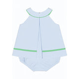 Check Seersucker Skirted Romper with Golf Cart