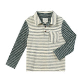 TROY Cream/Green Stripe Polo