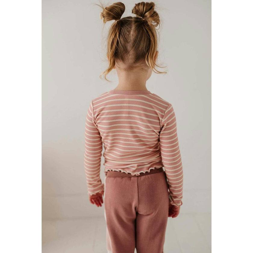 Lettuce Hem Tee Misty Rose Stripe