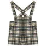 Plaid Strap-Closure Short Overall