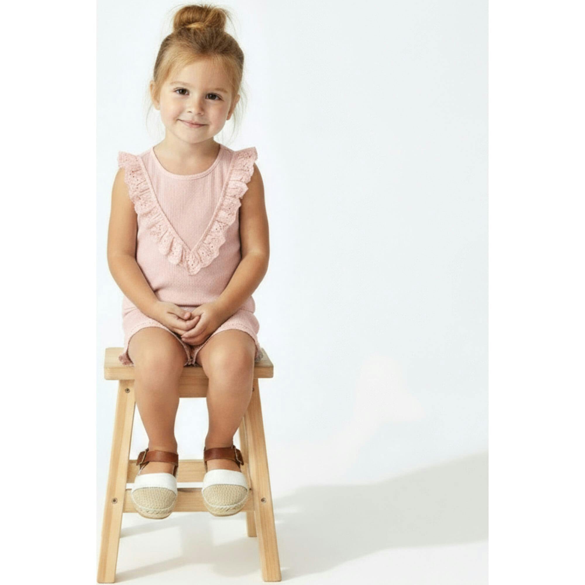 Organic Ruffle Top & Shorts Set - Blush