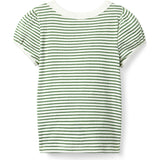 Striped Ribbed Puff Sleeve Top, Green
