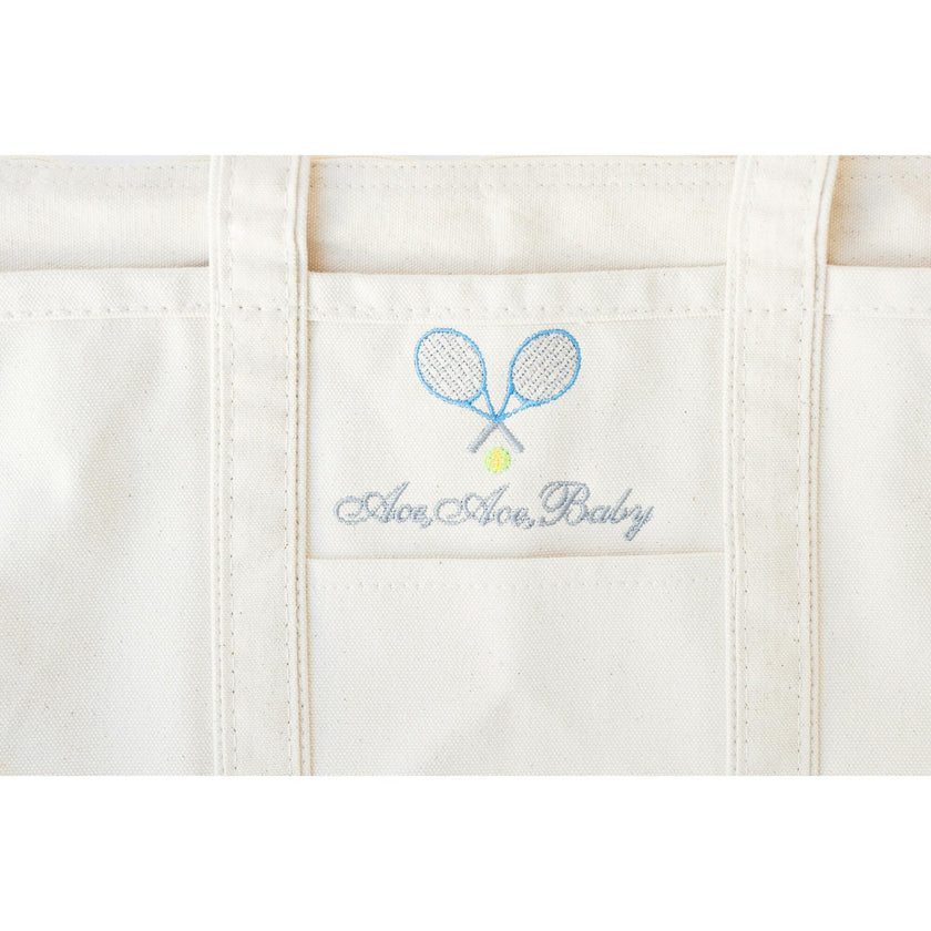 Tennis Embroidered Medium Canvas Tote