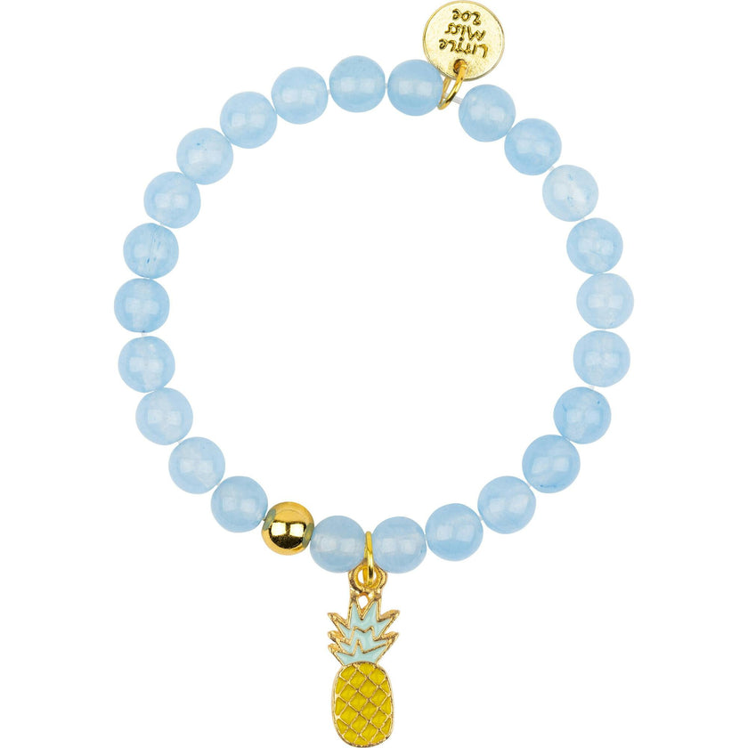 Gemstone Bracelet With Pineapple Enamel Charm