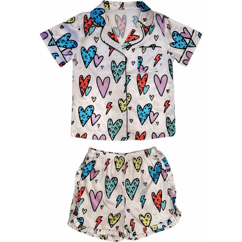 Rainbow Cheetah Heart Short Set