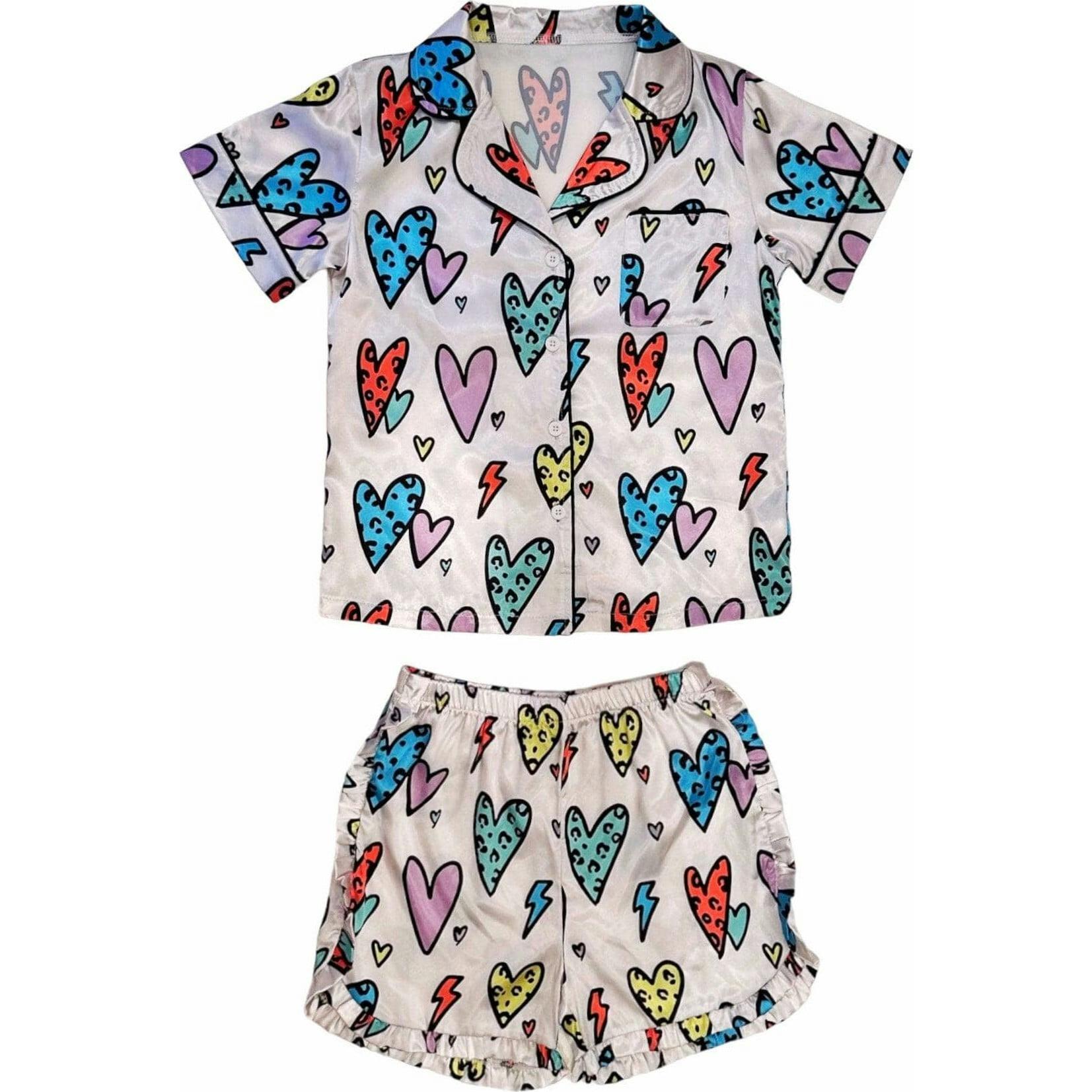 Rainbow Cheetah Heart Short Set