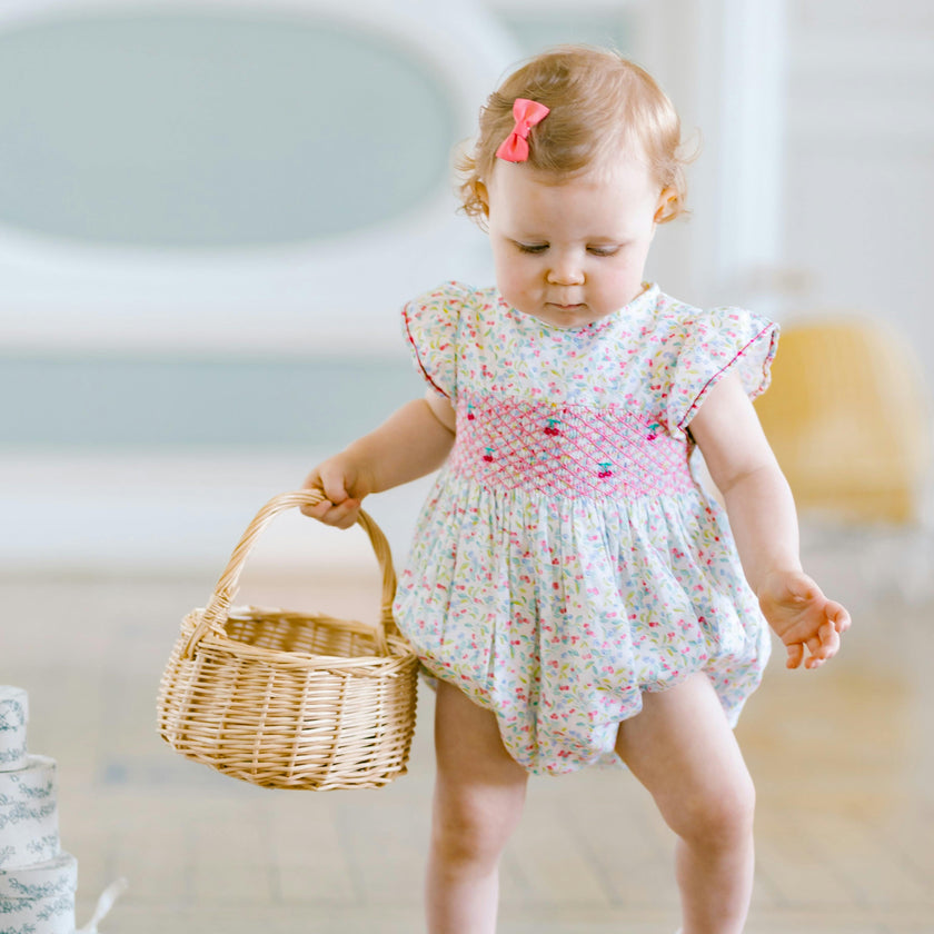 Alizee Cherry Ruffled Sleeve Bubble Romper