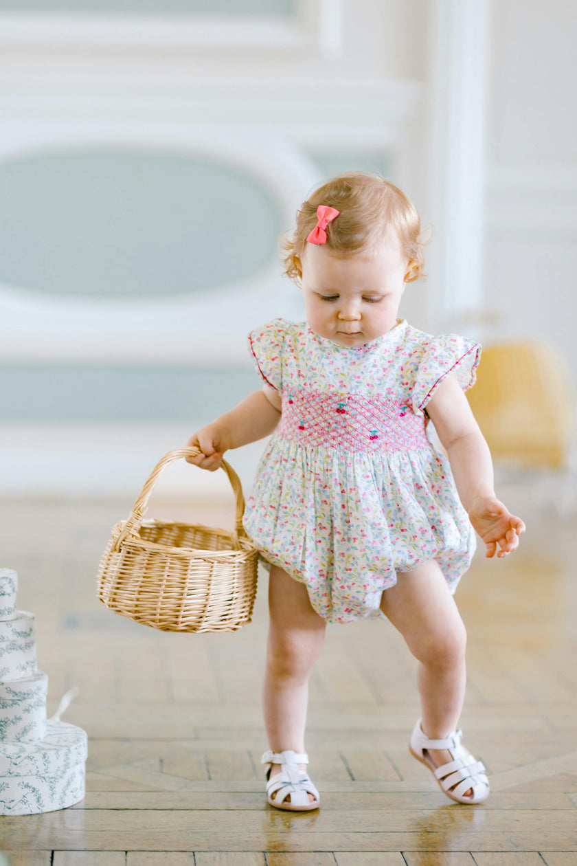 Alizée Cherry Smocked Bubble Romper