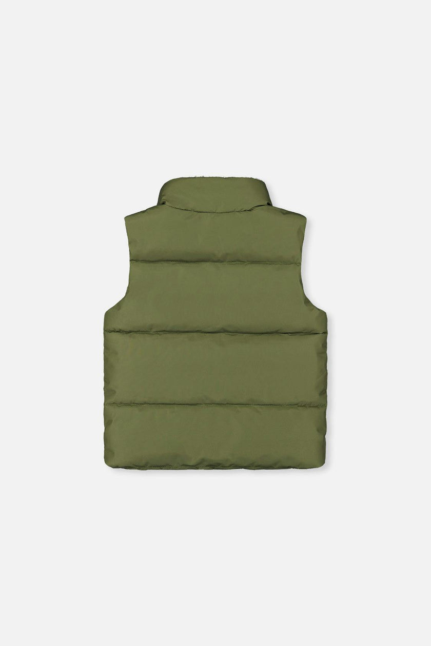 Sleeveless Mid-Season Vest Olive Green