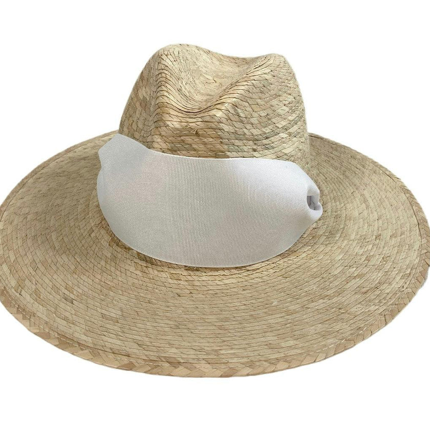 Zinnia Sun Hat - Wide & Short White Tennis & Croquet Ribbon