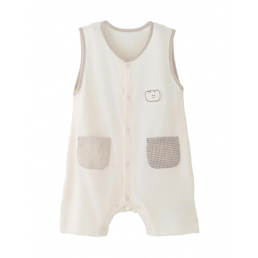 Cream Bear Pocket Romper