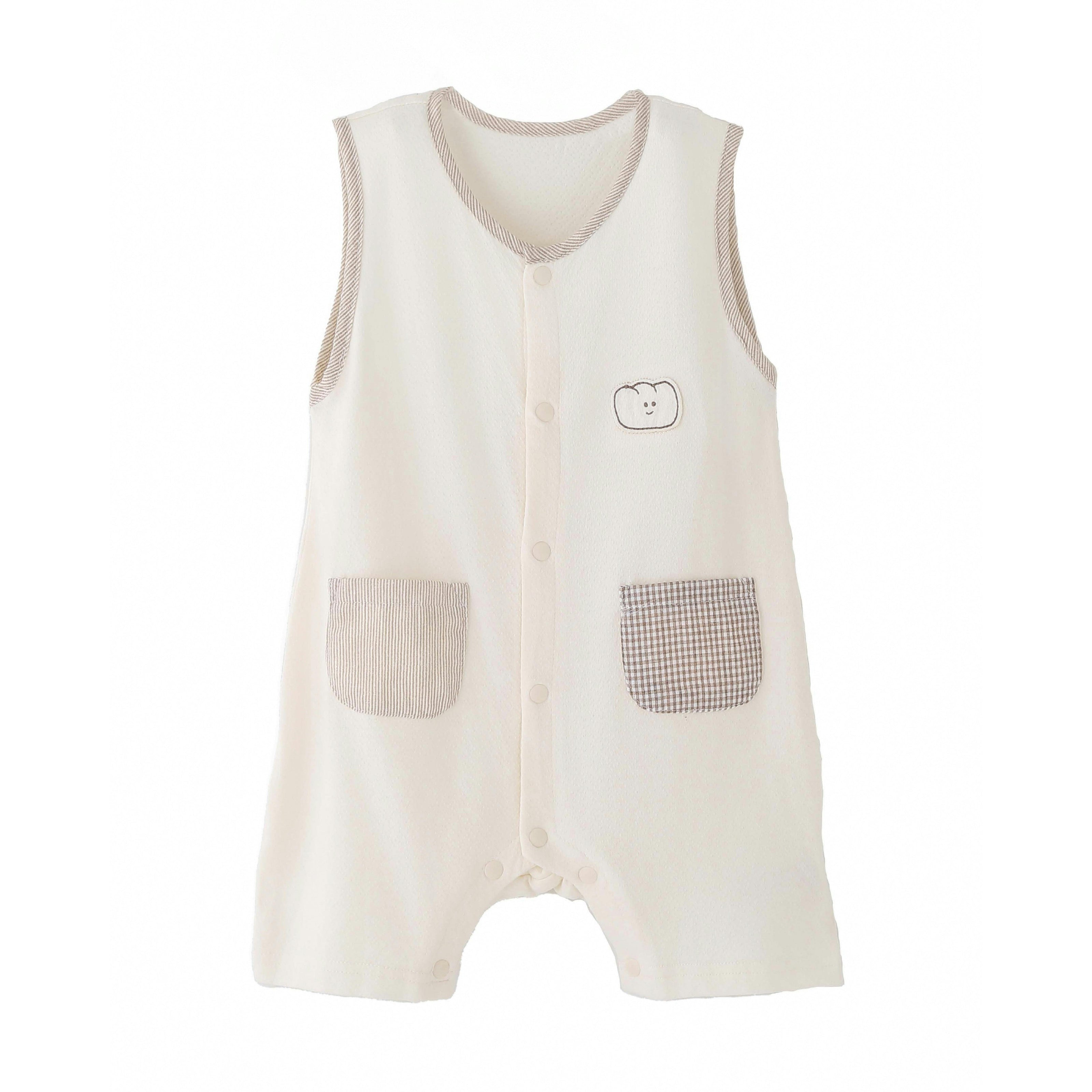 Cream Bear Pocket Romper
