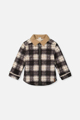 Brushed Plaid Zipped Jacket Blue and Beige Checks