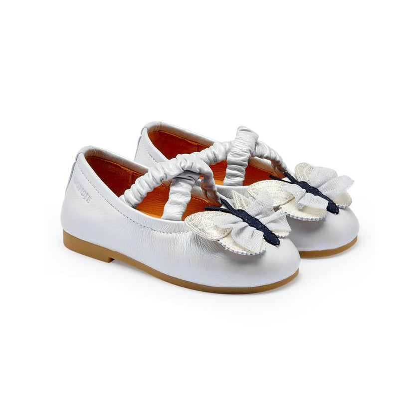 Mileni Ballerinas | Silver Blue Metallic Leather