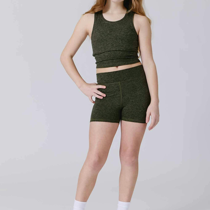 Girls TLC Crop Top in Uniform Green