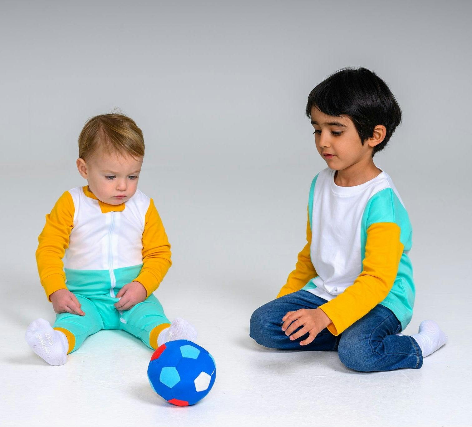Long Sleeve Sunny Teal Zip Romper