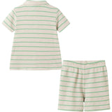 Boys Striped Waffle Polo Set | Oatmeal Dino