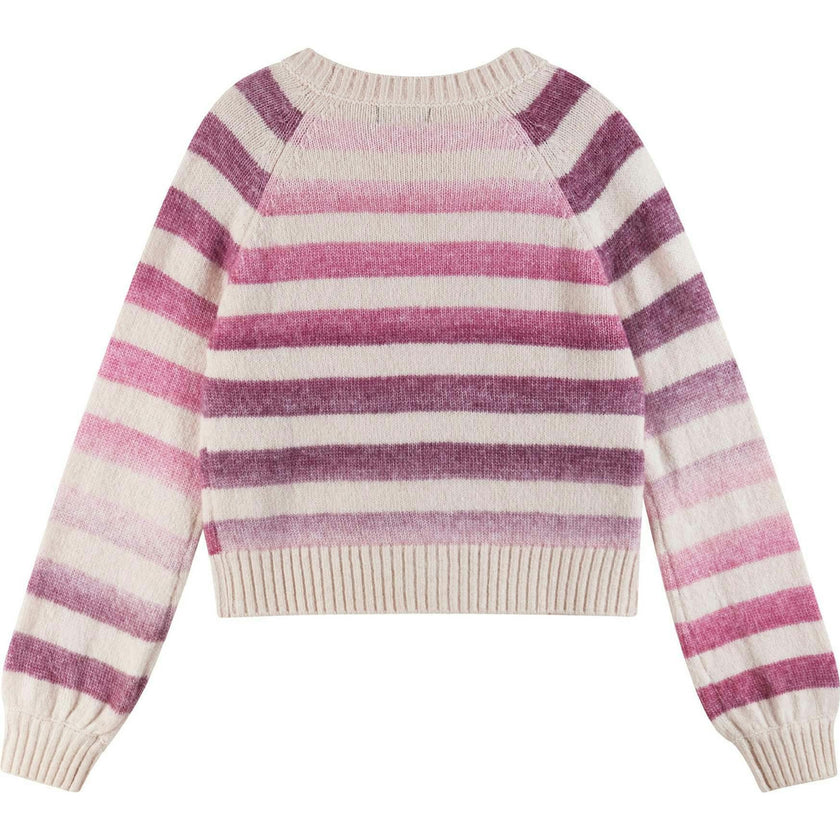 Kids Oatmeal/Purple Ombre Stripe Cardigan