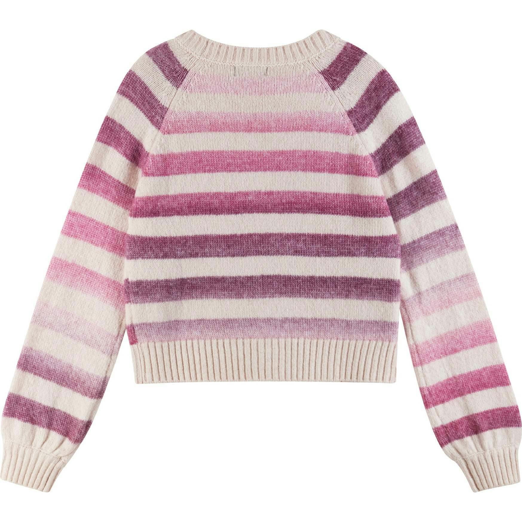 Kids Oatmeal/Purple Ombre Stripe Cardigan
