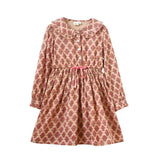 Long Sleeve Collar Dress with Velvet Tie