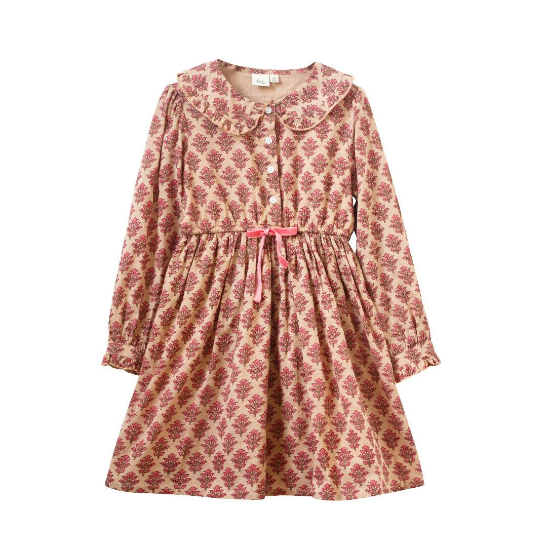 Long Sleeve Collar Dress with Velvet Tie
