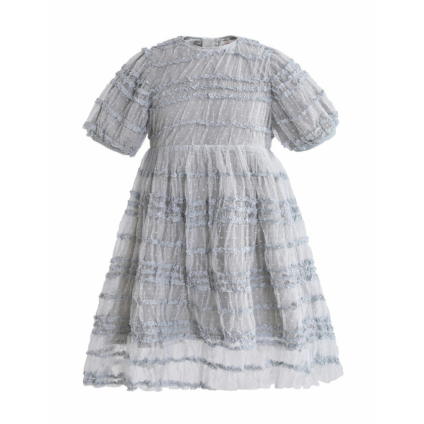 Silver Mist Ruffle Dress