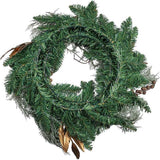24-Inch Unlit Copper and Silver Balls Green Wreath