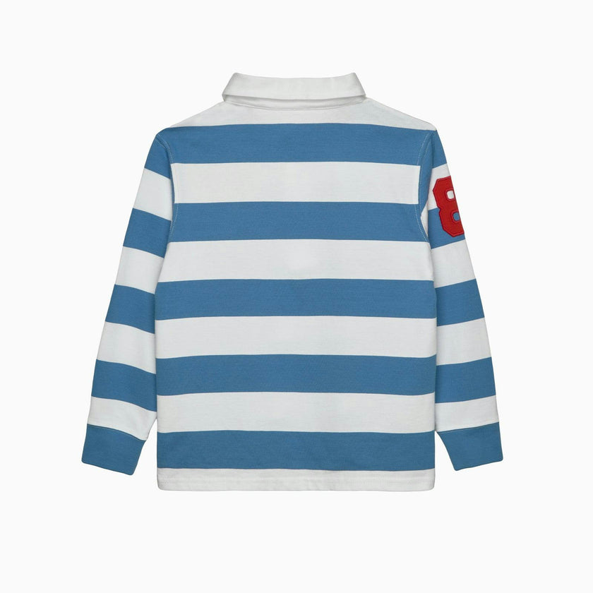Nicholas Rugby Shirt in Denim Blue/White