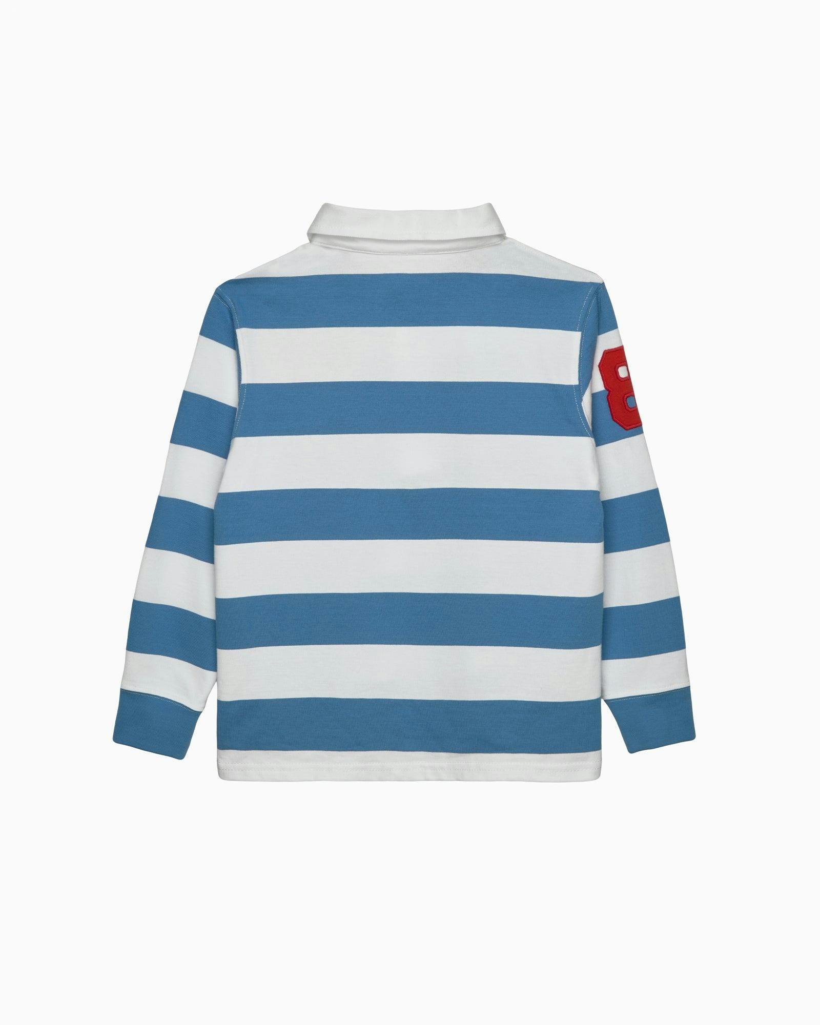 Nicholas Rugby Shirt in Denim Blue/White