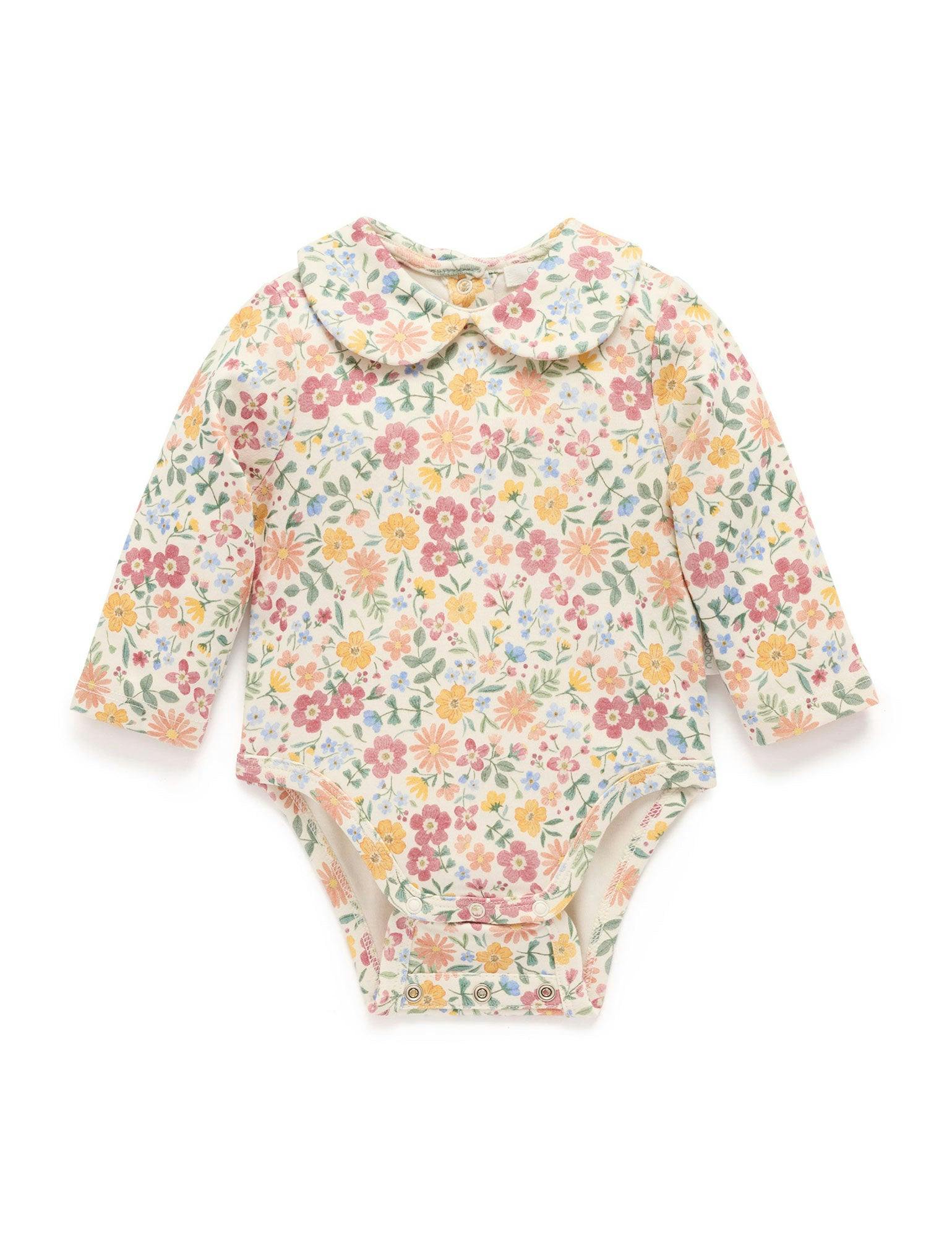 Thick Bodysuit with Collar Wild Flower Print
