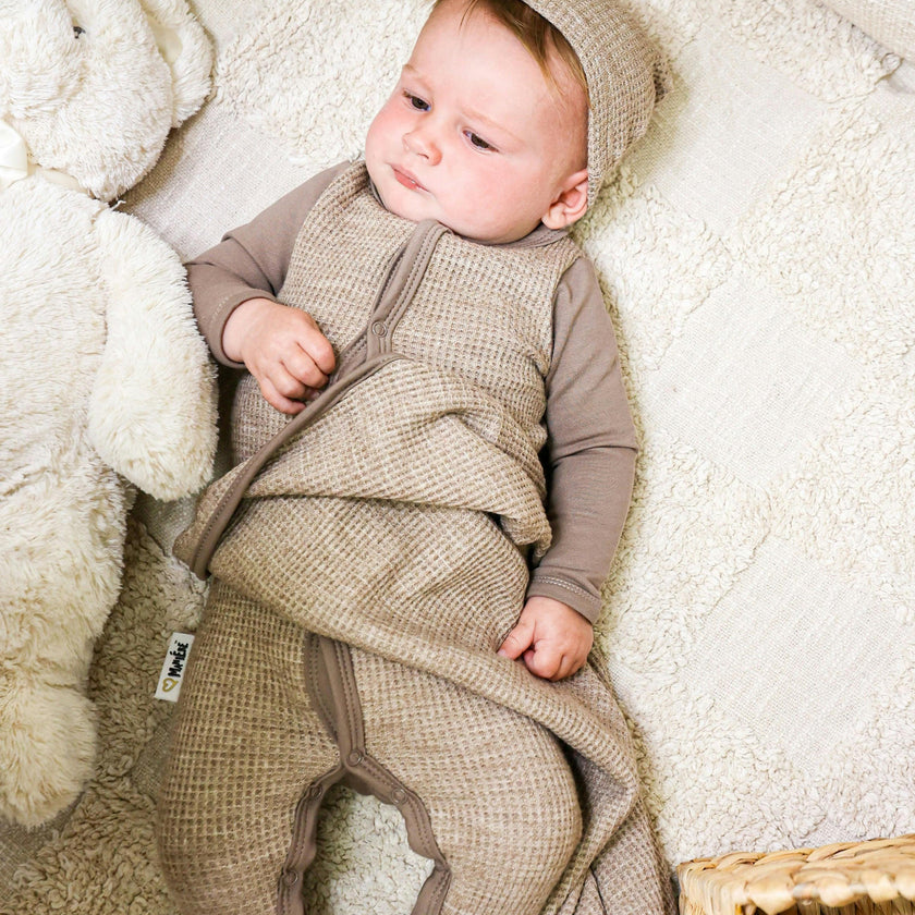 Waffle Round Neck Long Sleeve Snap Footie