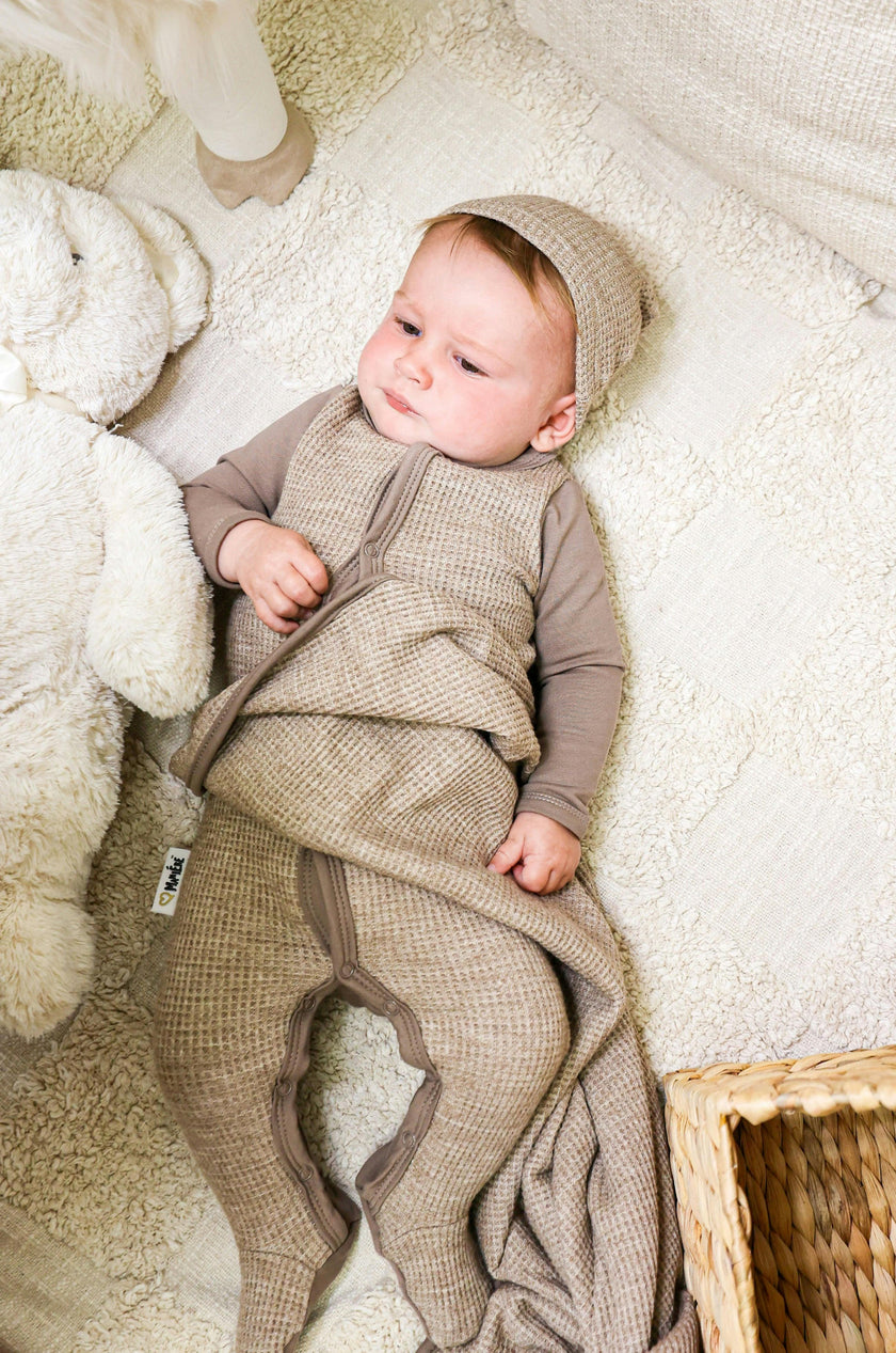 Waffle Round Neck Long Sleeve Snap Footie