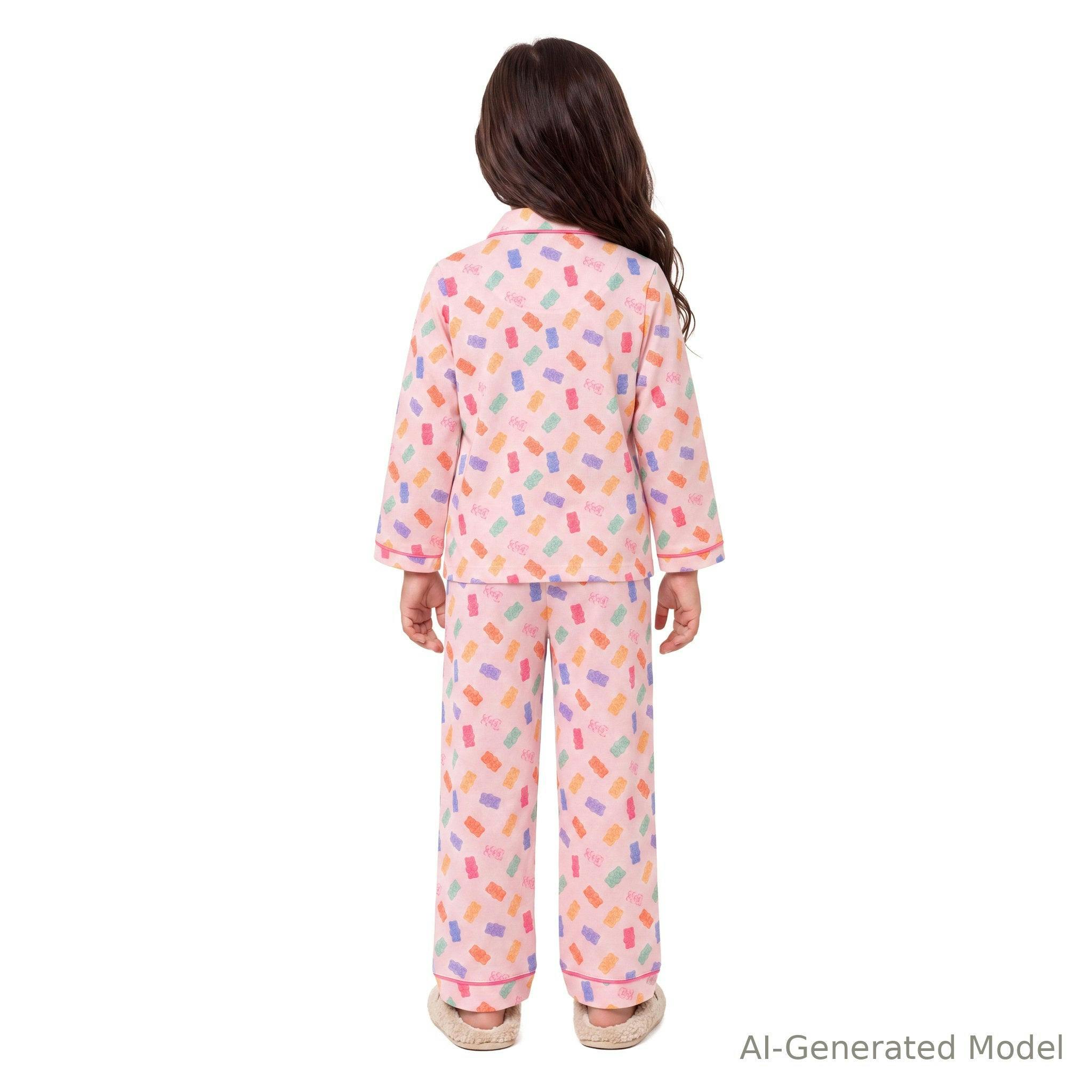 Girls (2-4) Buttondown Pajama Set | Gummy Bears - Pink