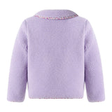 Purple Shearling Floral Trim Jacket