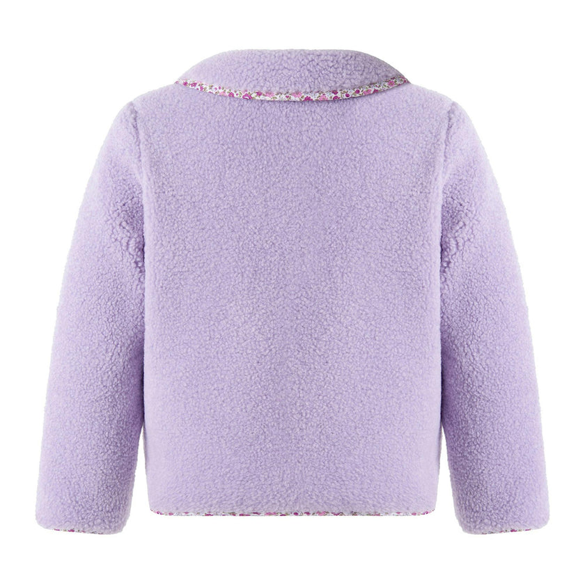 Purple Shearling Floral Trim Jacket