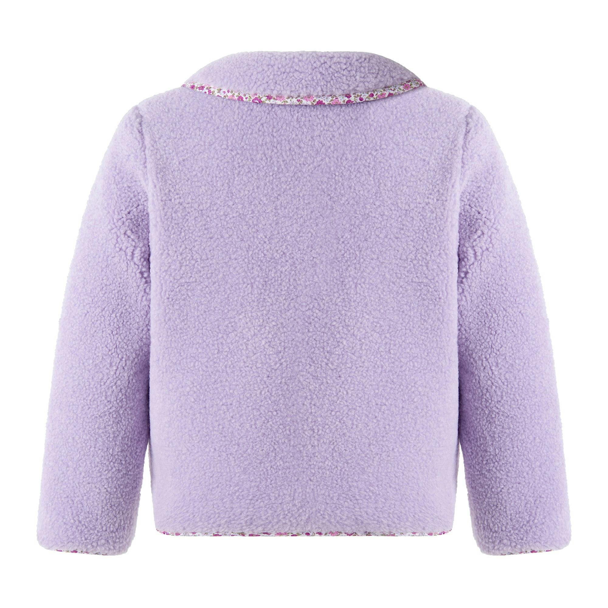 Purple Shearling Floral Trim Jacket