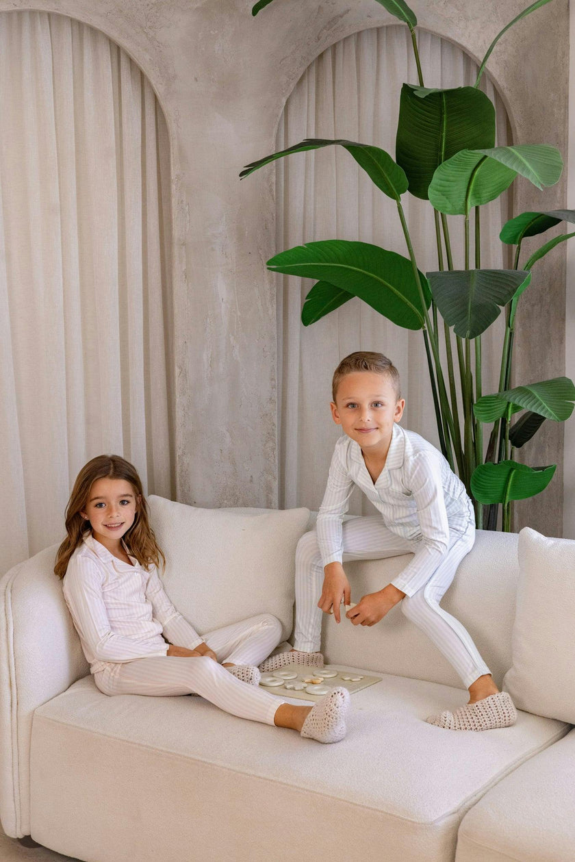 Striped Button Down Loungewear Set, Boys