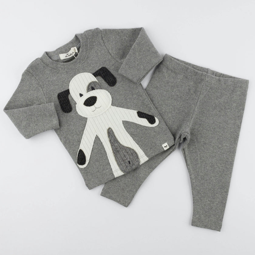 Large Cream Applique L/S 2pc Set