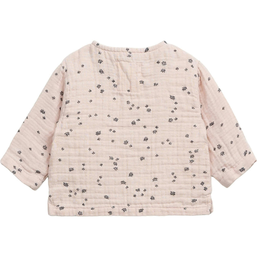Floral Print Henley Neck Long Sleeve 2-Front Button T-Shirt