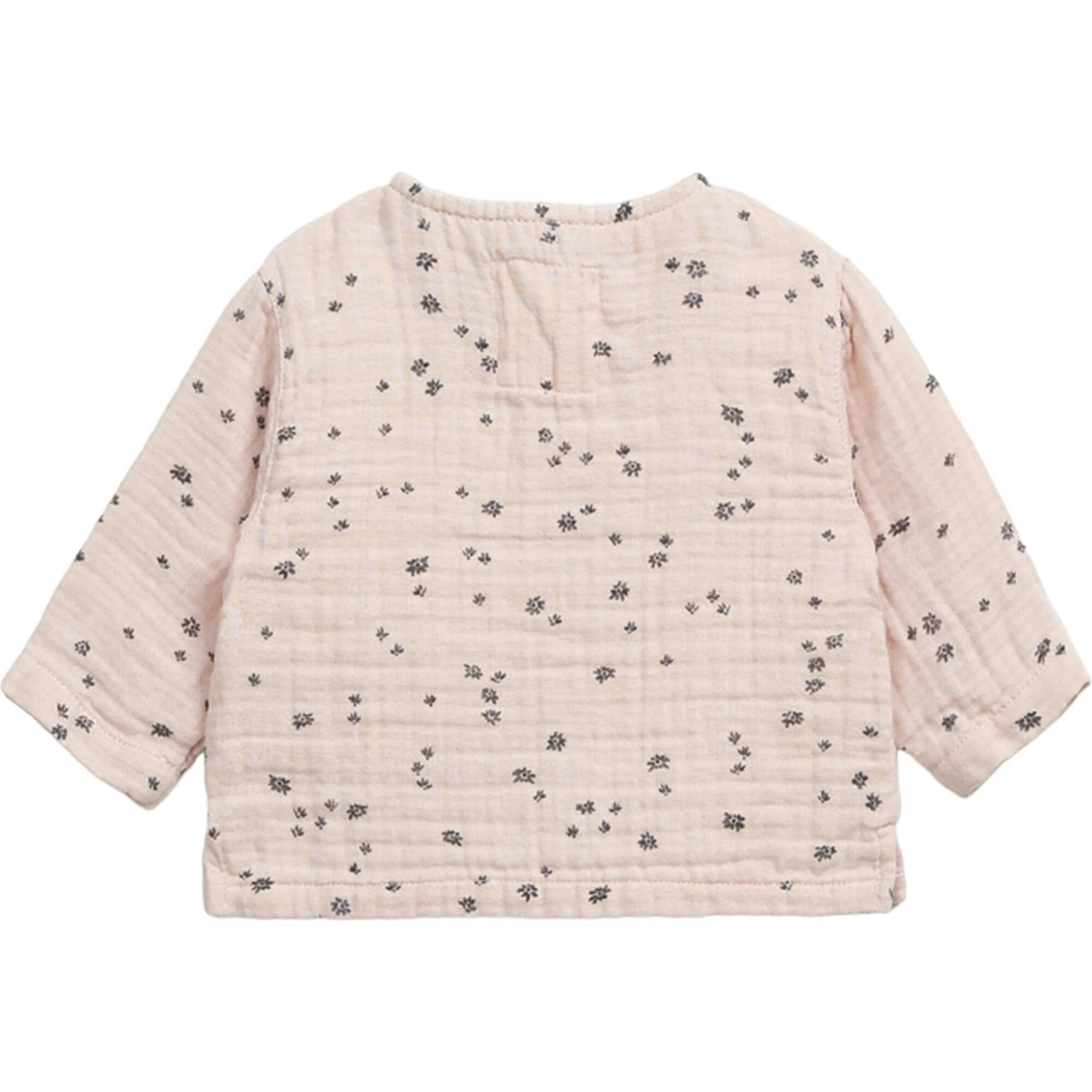 Floral Print Henley Neck Long Sleeve 2-Front Button T-Shirt